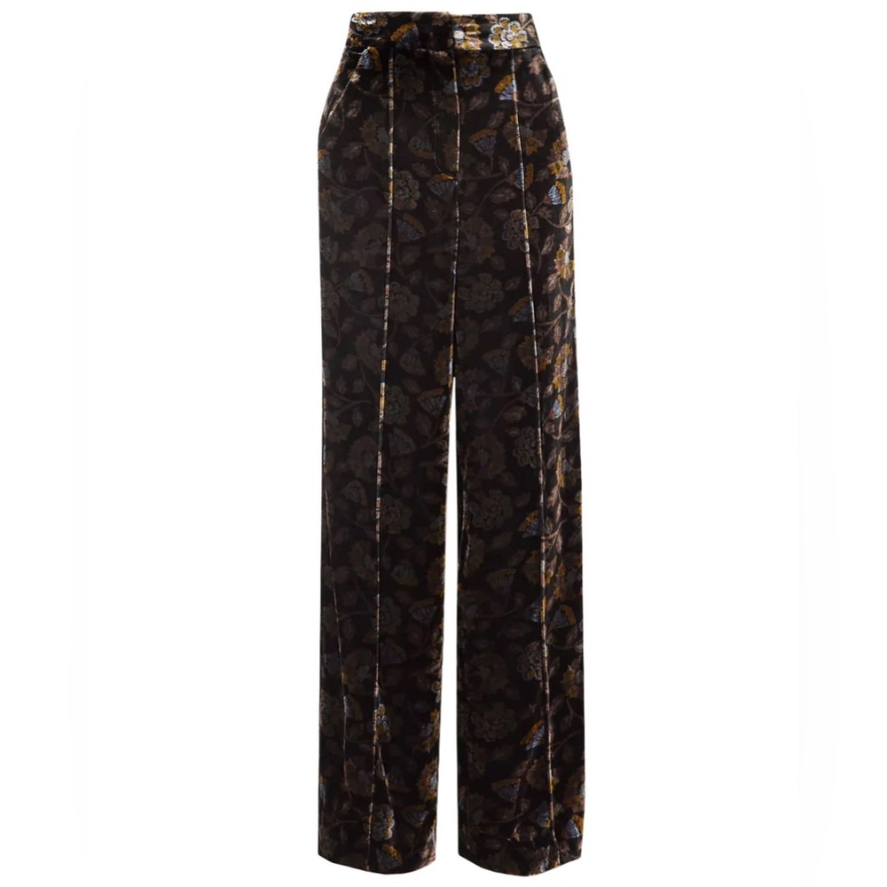 VERONICA BEARD Black Velvet Jacquard “Edia” Pant wide leg pants Size 6